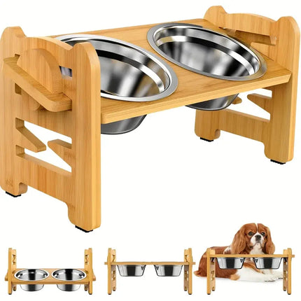 Adjustable Feeder with Stainless Steel Bowls